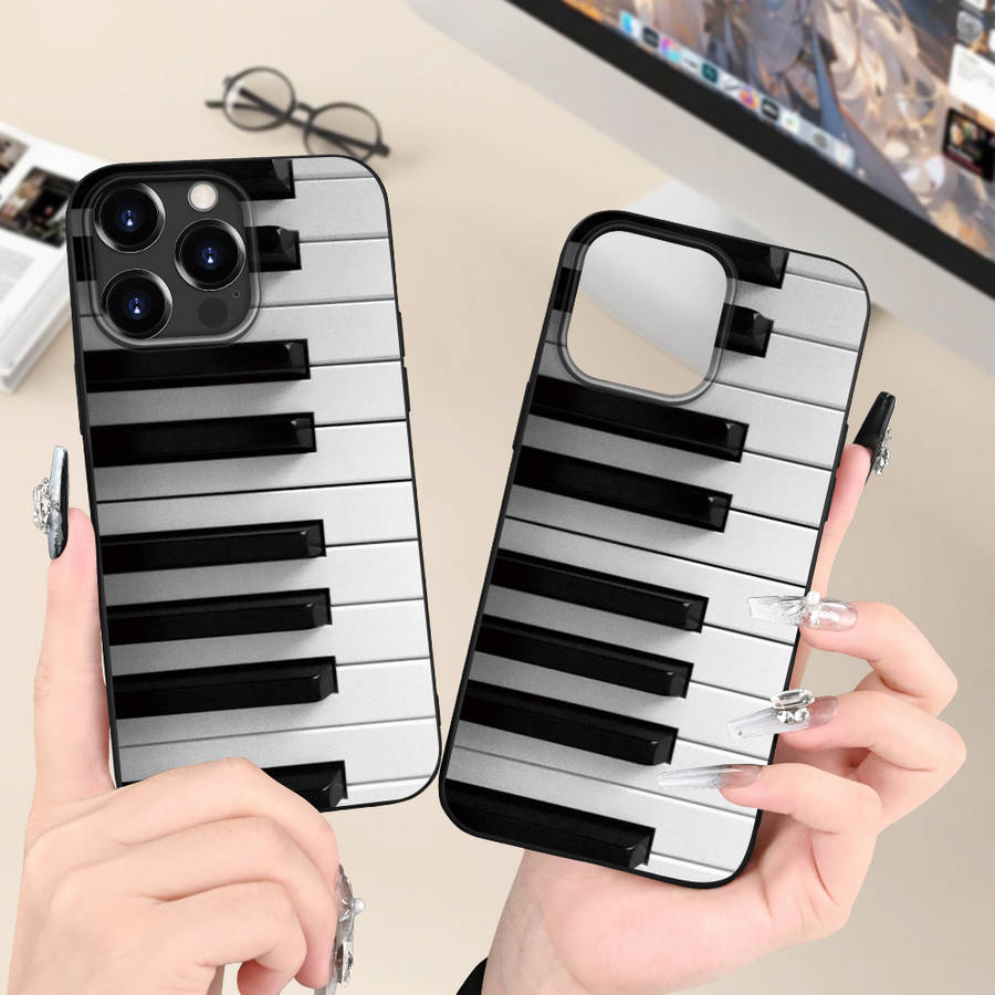 Black For iPhone Piano Music Note Phone Case