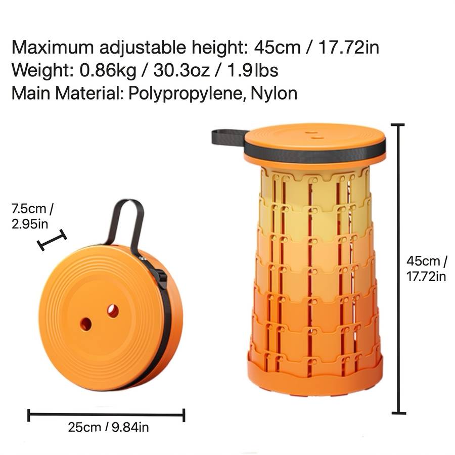Foldable Folding Outdoor Chair Stool Lightweight Easy To Carry 8 Level Ad