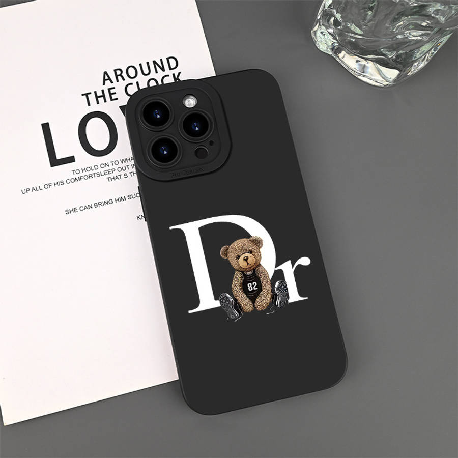 1Pc Black For iPhone X XS Dr Bear Pattern Phone Case