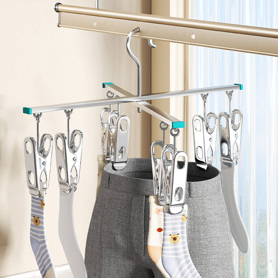 Clothes Rack Stainless Steel Multifunctional Hanger With 4Prong Cross Pant Hanger
