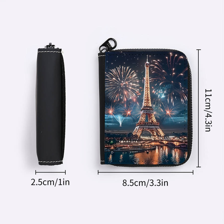 Paris Eiffel Tower Single-Sided Print Clutch Bag With 24 Card Slots And Multiple Card Inser