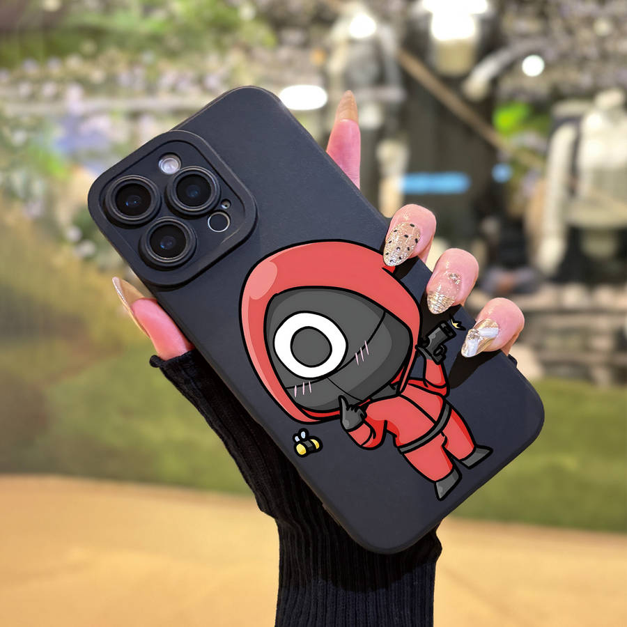 1Pc Black For iPhone 15 Pro Angel Eye Game Red Phone Case
