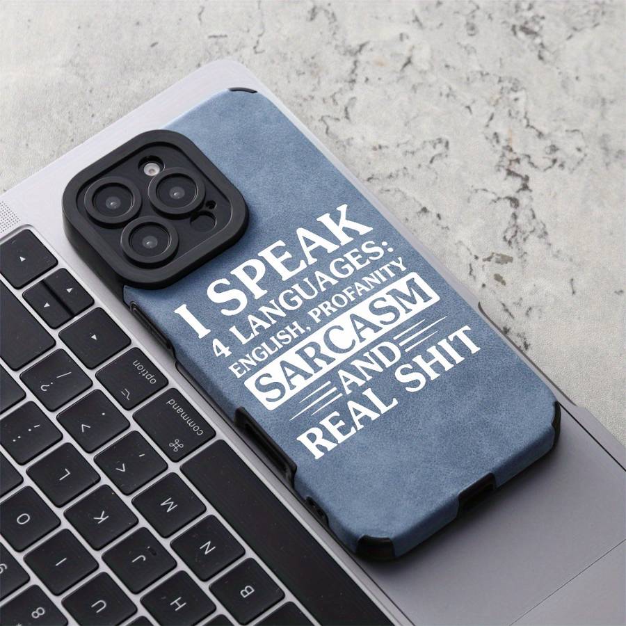 1Pc Blue For iPhone 13 Four Languages Real Phone Case