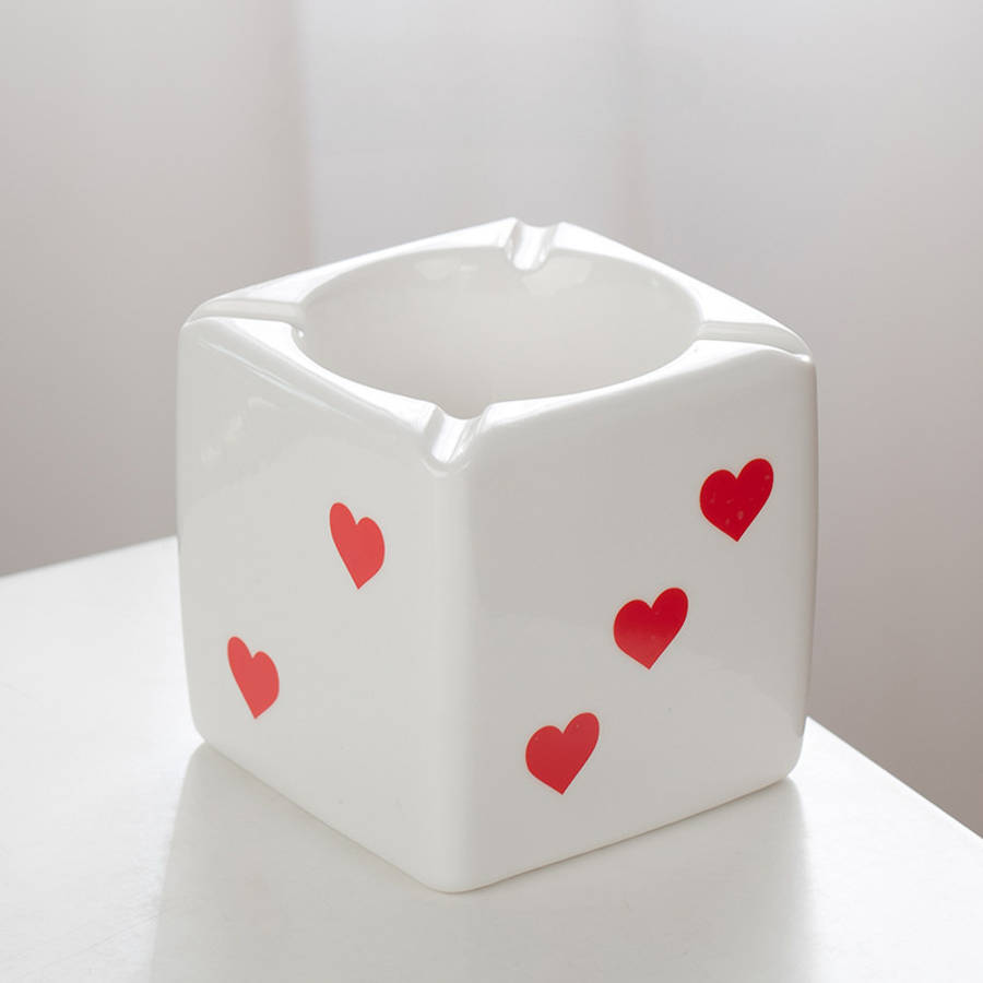 Classic Creative Ceramic Ashtray Dice Shape Storage Table Decoration Model Dot