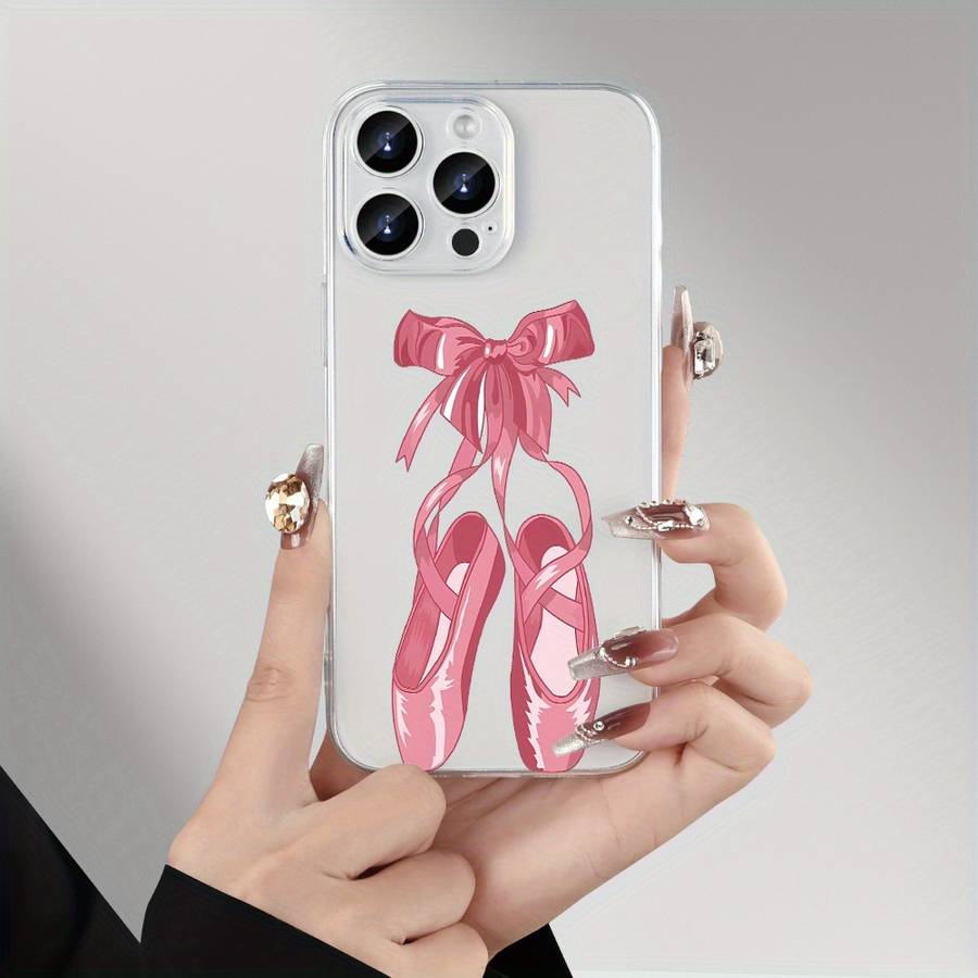 1Pc Transparent For iPhone 16 Ballet Shoes Phone Case