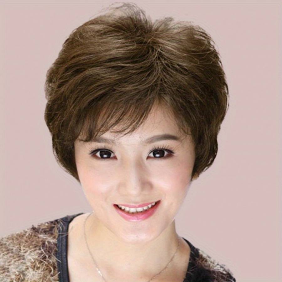 Dark Brown Womens Wigs Hair Length 25.4Cm