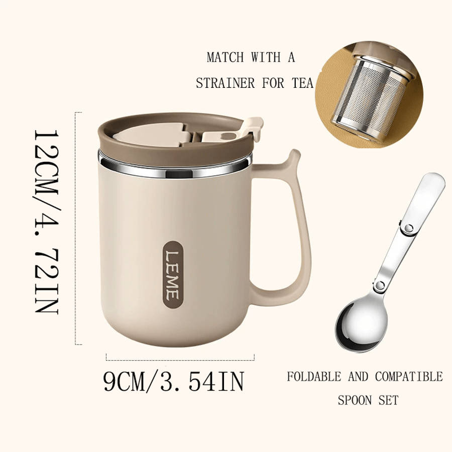Water Cup Color Brown Mug With Spoon Size500Ml
