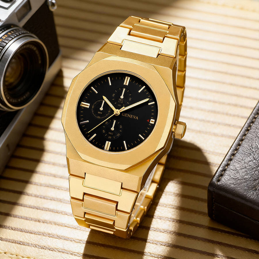 4Pcs Premium New Stylish Men Plastic Strap Quartz Wristwatch Perfect For