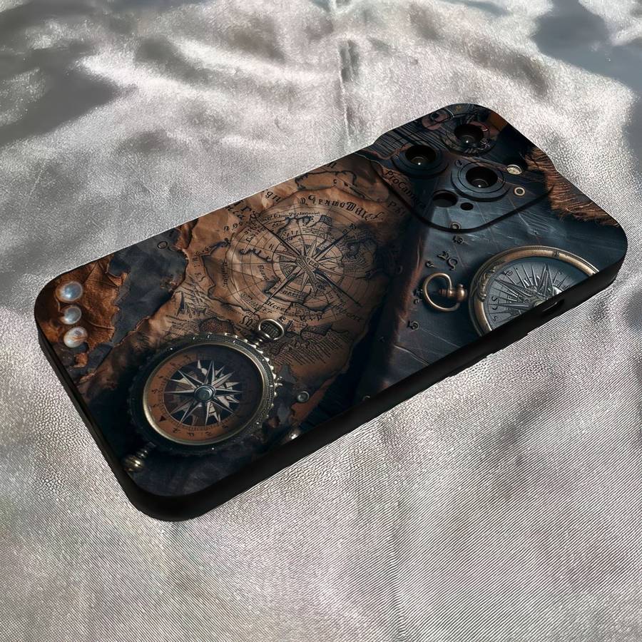 1Pc Black For iPhone 7 Plus 8 Plus Retro Nautical Pattern Phone Case