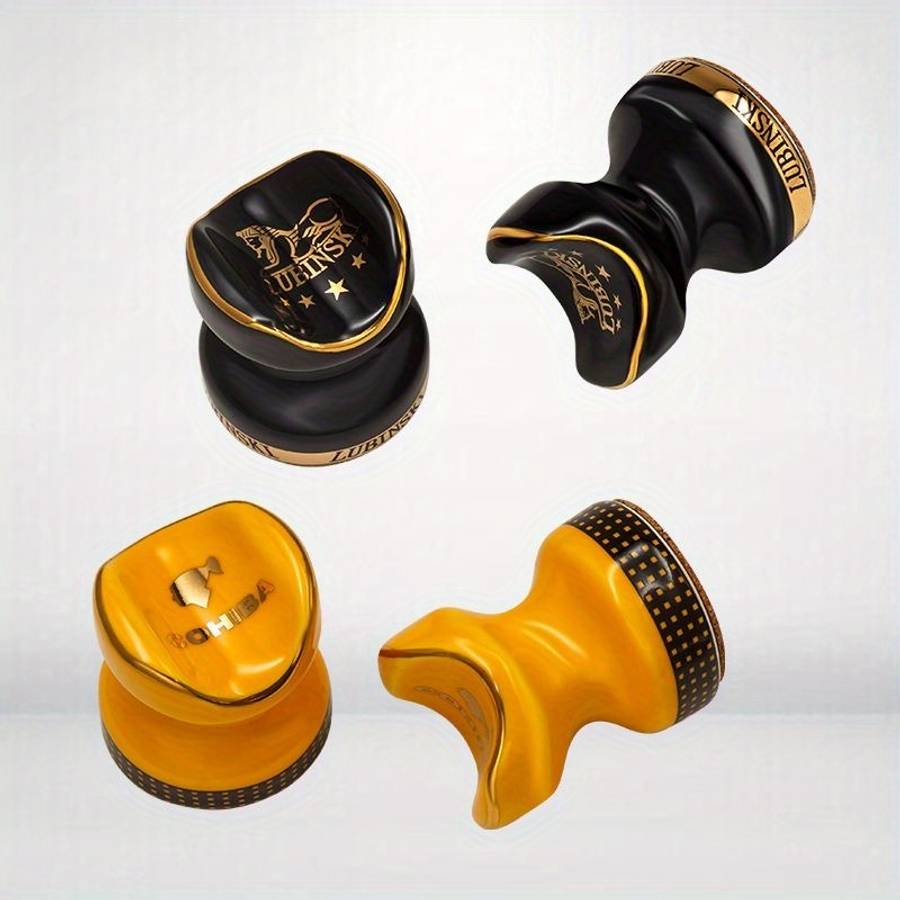 12PCS Modern Half Yellow Black Ceramic Cigar Holder Durable Ashtray With Yellow