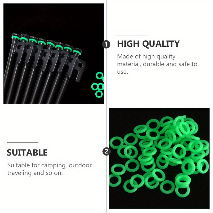 10pcs Green Camping Tent Peg Rings Plastic Fluorescent Night Fishing Stake