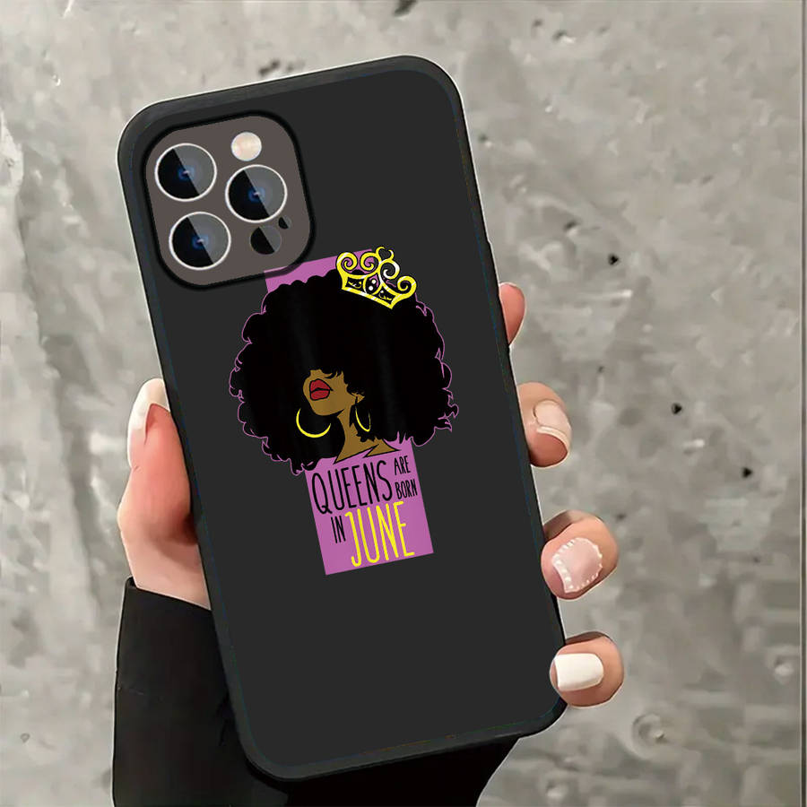 1Pc Black For iPhone 15 Plus Queen Vibes Phone Case