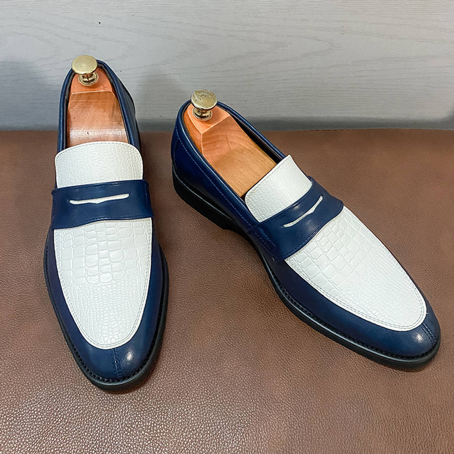 Mens Leather Shoes Color White Blue Sizeuk 10.5