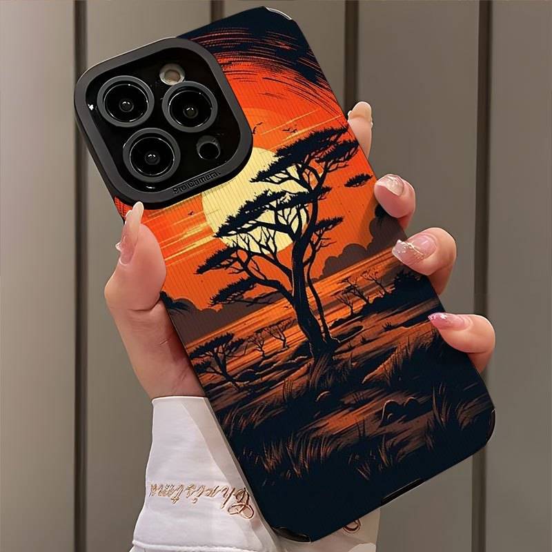 1Pc Mixed Color For iPhone 15 Pro Max African Savannah Sunset Phone Case