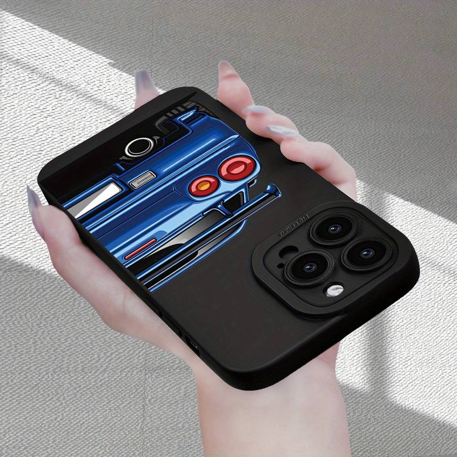 1Pc Black For iPhone XR Blue Sports Car Design Phone Case