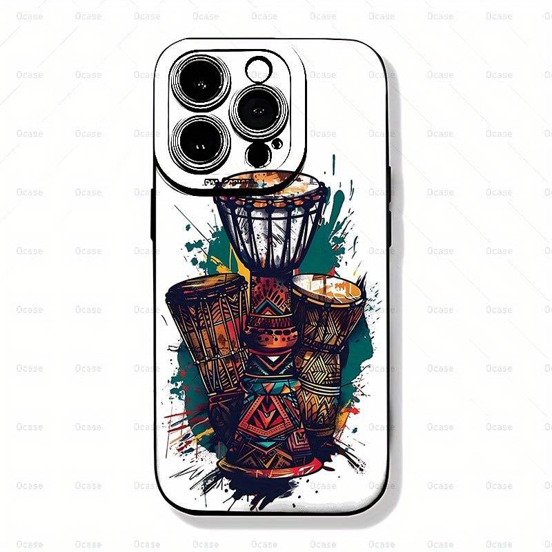 1Pc Black For iPhone XS Max African Drum Printing Phone Case