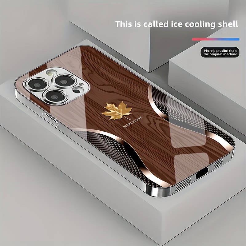 1Pc Mixed Color  For iPhone 14 Plus Golden Maple Leaf Phone Case