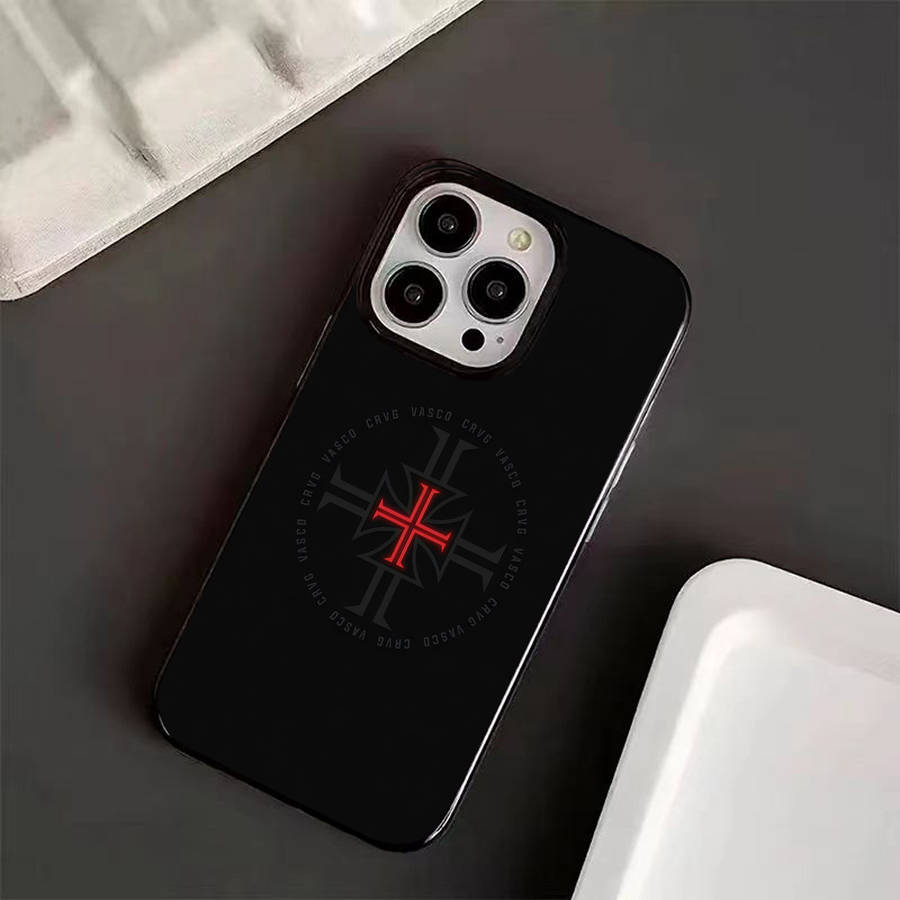 1Pc Black For iPhone 16 Plus Minimalist Cool Cross Phone Case