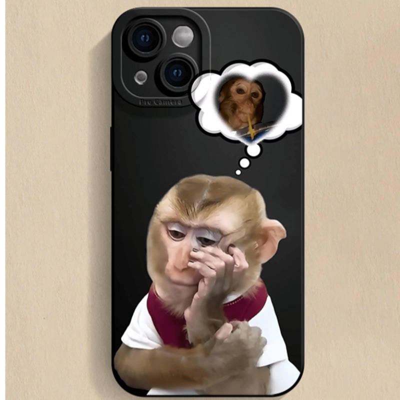1Pc Black For iPhone X XS Funny Monkey Phone Case