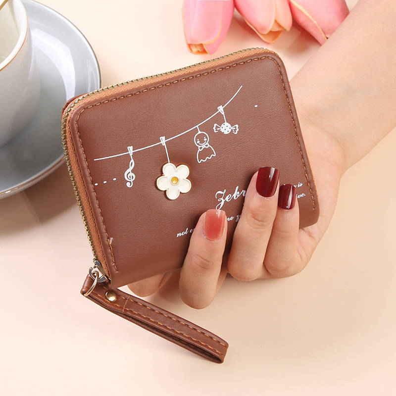 1pc Elegant Pink Zipper Wallet with Floral DesignLarge Capacity Multi-Compartment Card Holder f