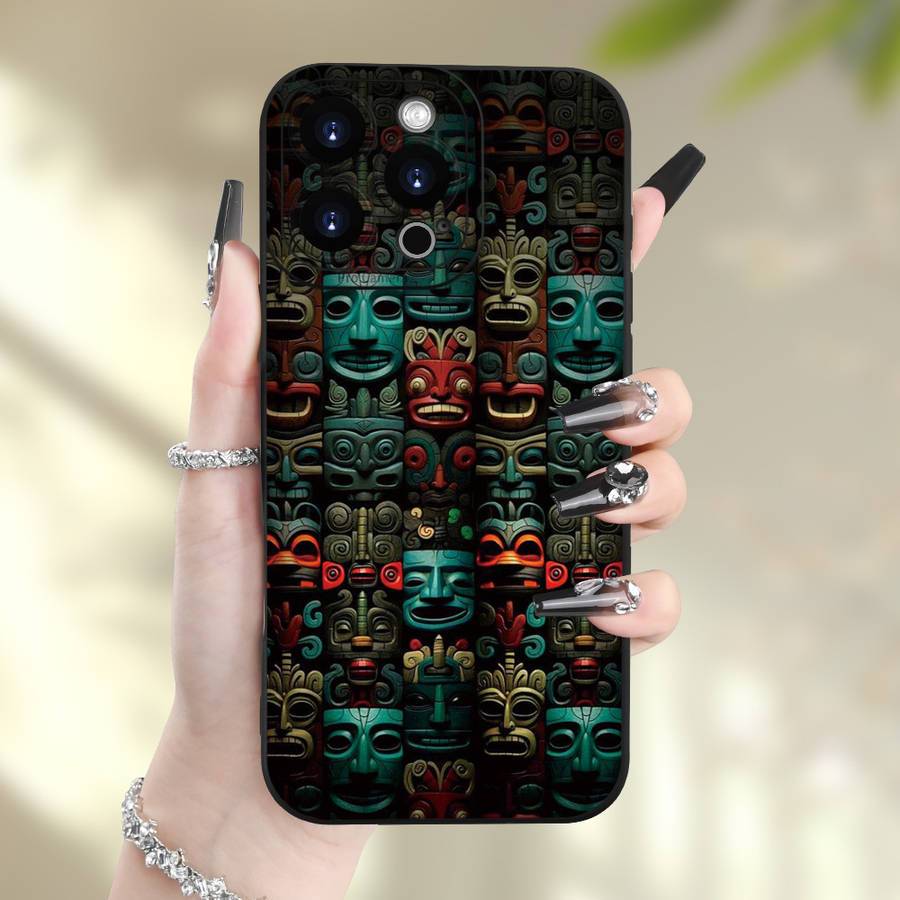 1Pc Black For iPhone 14 Pro African Style Totem Phone Case