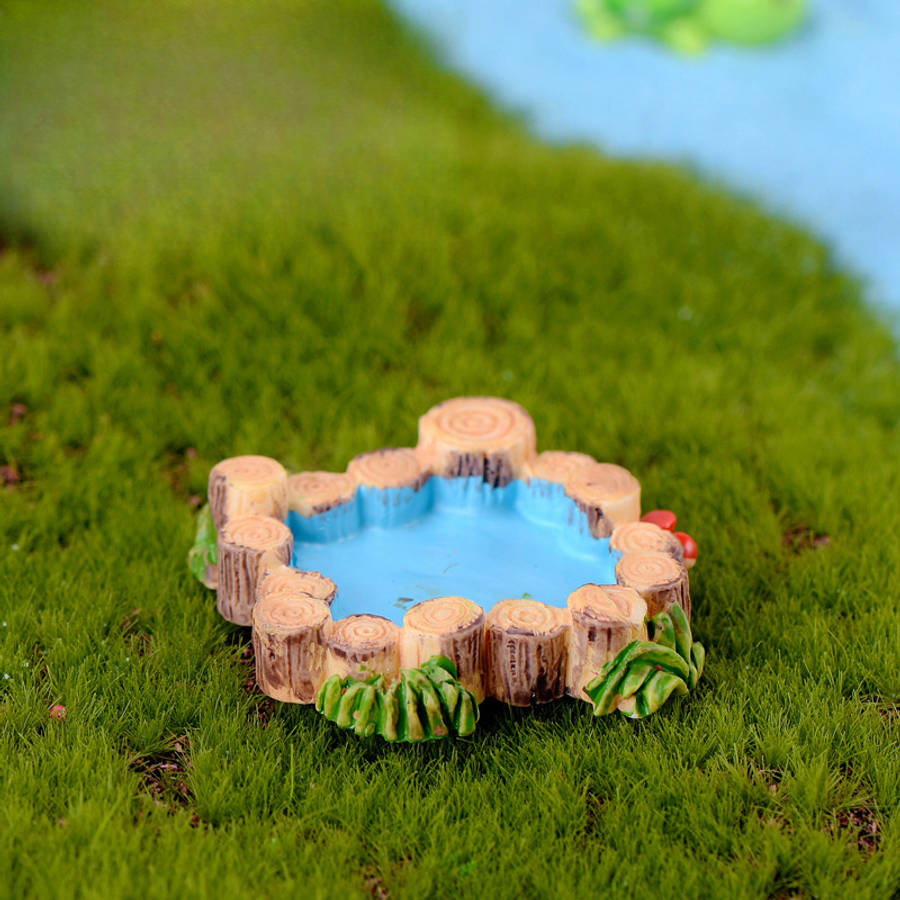 Small Decorative Figure For Gardens Featuring Fairy Bridge Pond And Lighthouse
