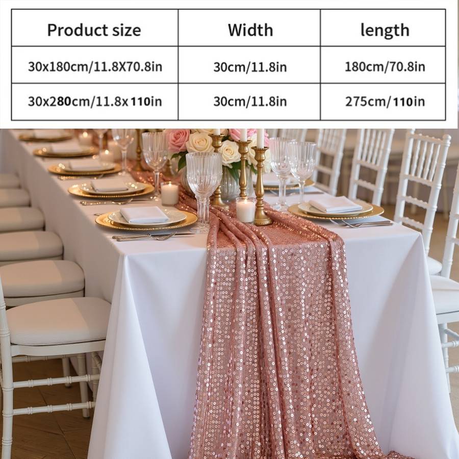 Wedding Supplies Color Rose Golden Size 30*280Cm Table Runner  4 Self Adhesive Stickers