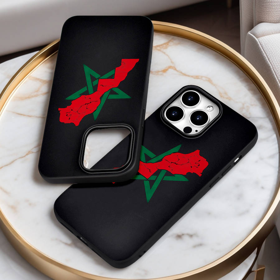 1Pc Black For iPhone 15 Pro Moroccan Style Star Map Phone Case