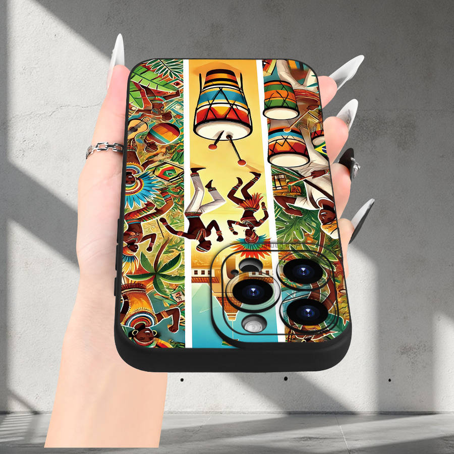 1Pc Black For iPhone 12 Pro Max African Cultural Patterns Phone Case