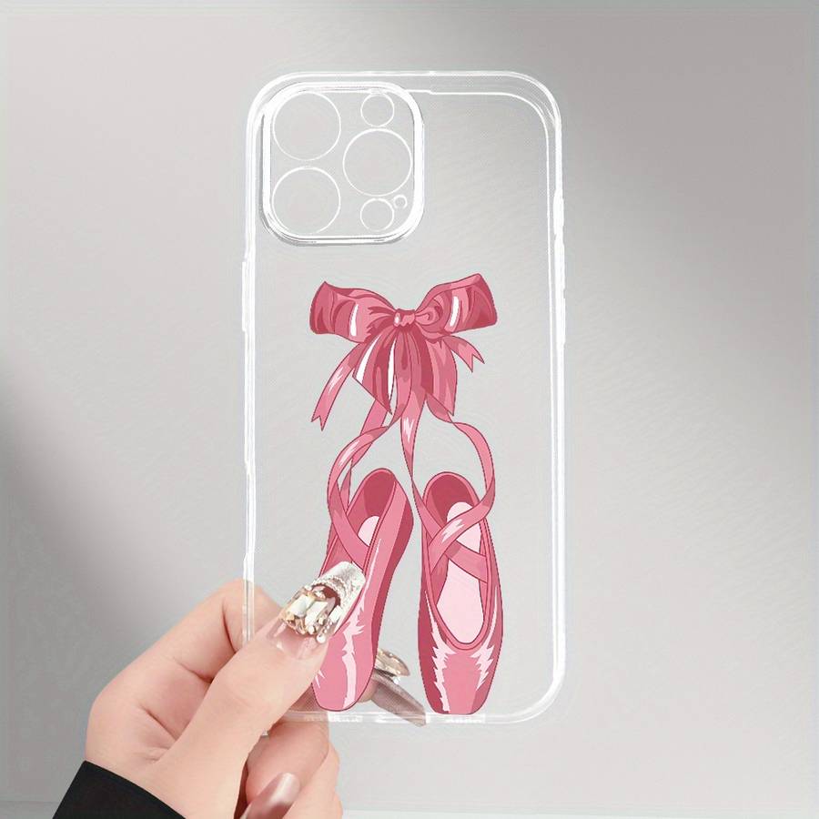 1Pc Transparent For iPhone 16 Ballet Shoes Phone Case