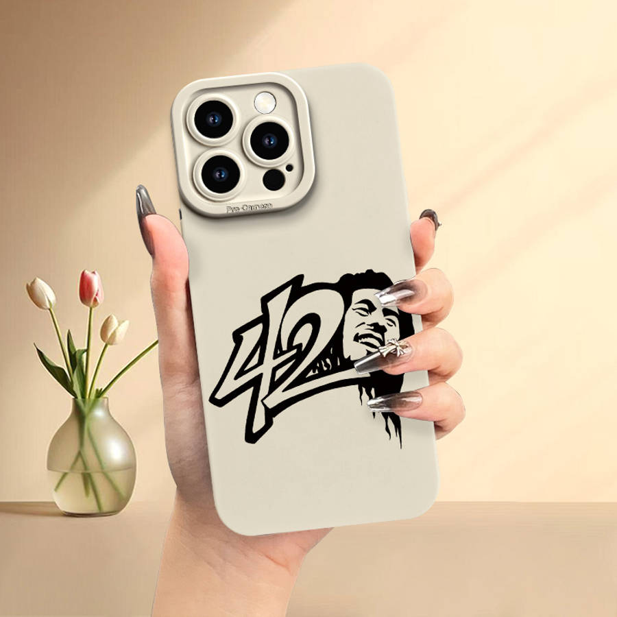 1Pc Beige For iPhone 13 Mini Smoking Men Pattern Phone Case