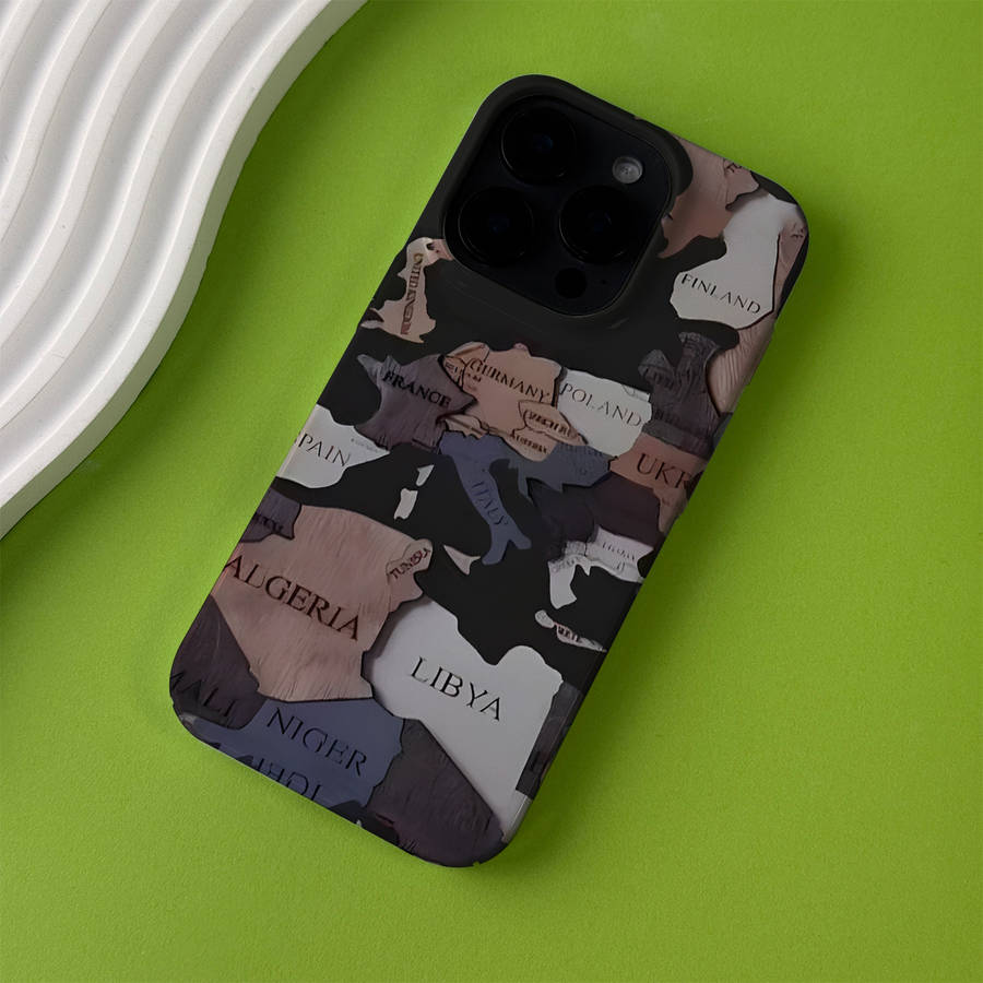 1Pc Mixed Color For iPhone 16 Pro World Map Phone Case