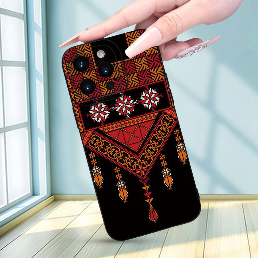 1Pc Black For iPhone X African Style Geometric Phone Case