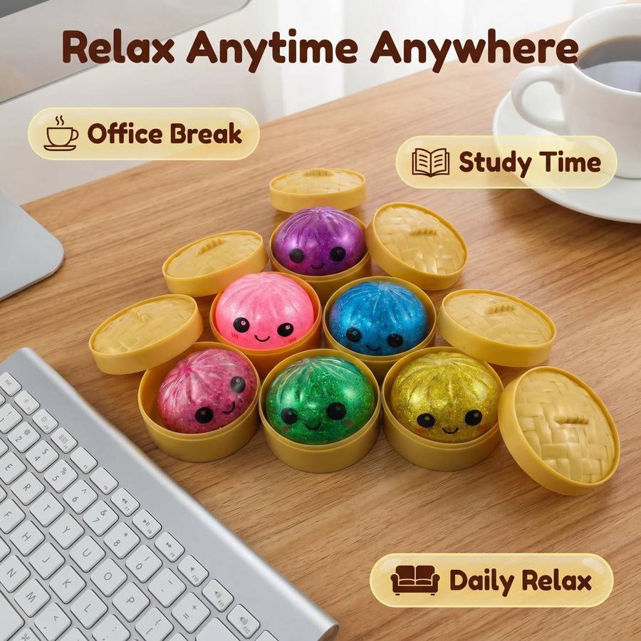 Squeezable Toys Color Random Colors Styles Style 6Pcs Set2 Buns 2 Lids 2 Bases