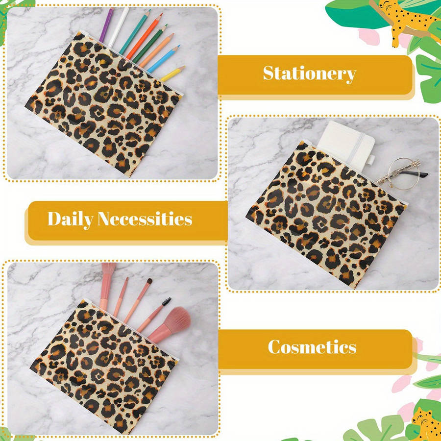 Storage Bag Color 5Pcs Leopard Print Cosmetic Bag