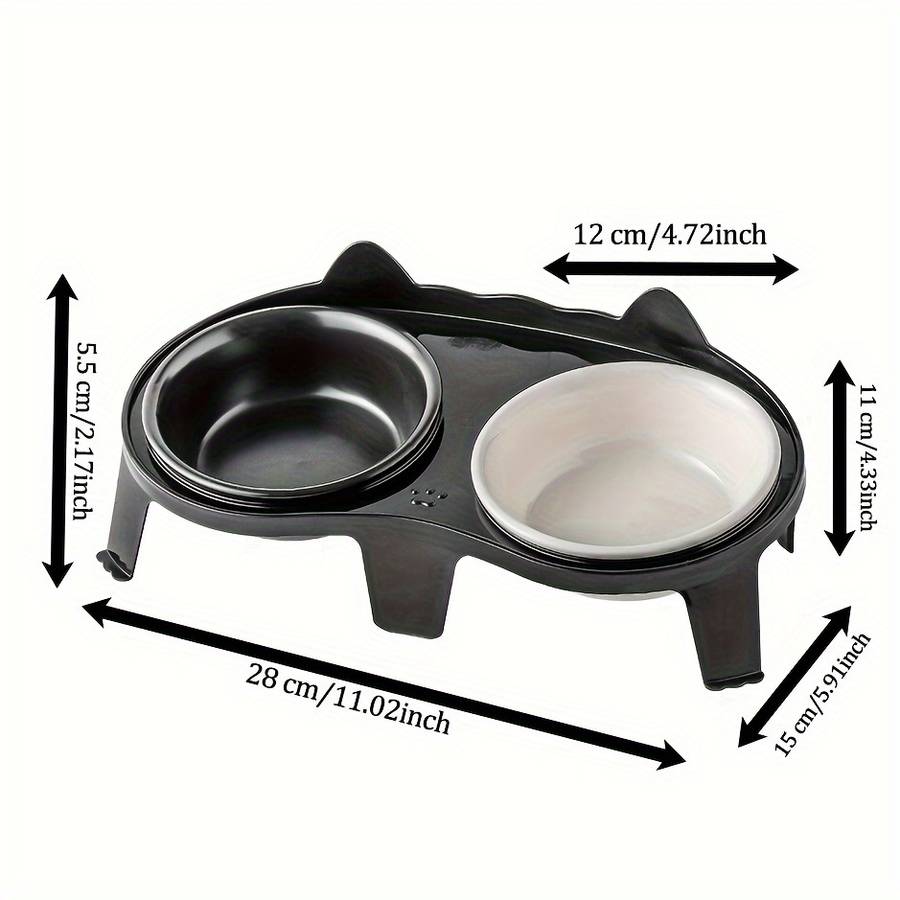 Pet Supplies Color White Stand Add  Black White Bowl