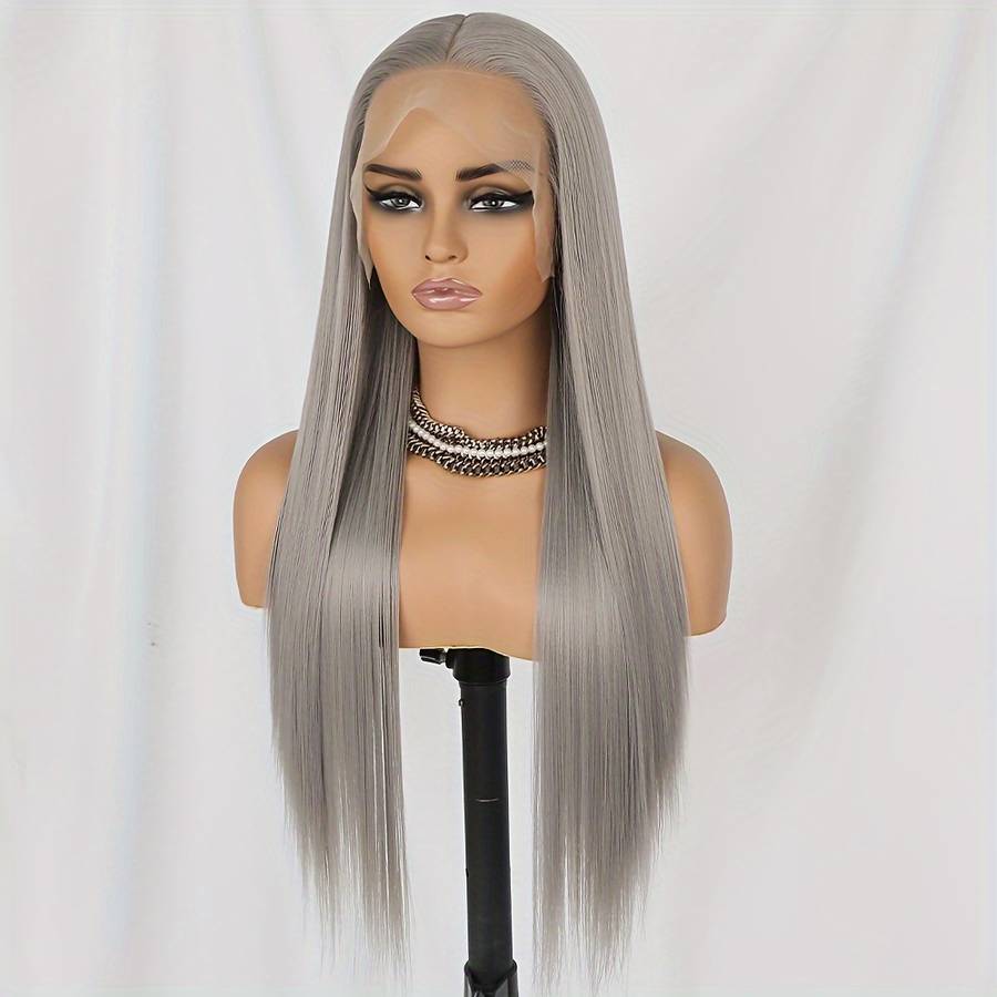 Grey Womens Wigs Hair Length 66.04Cm