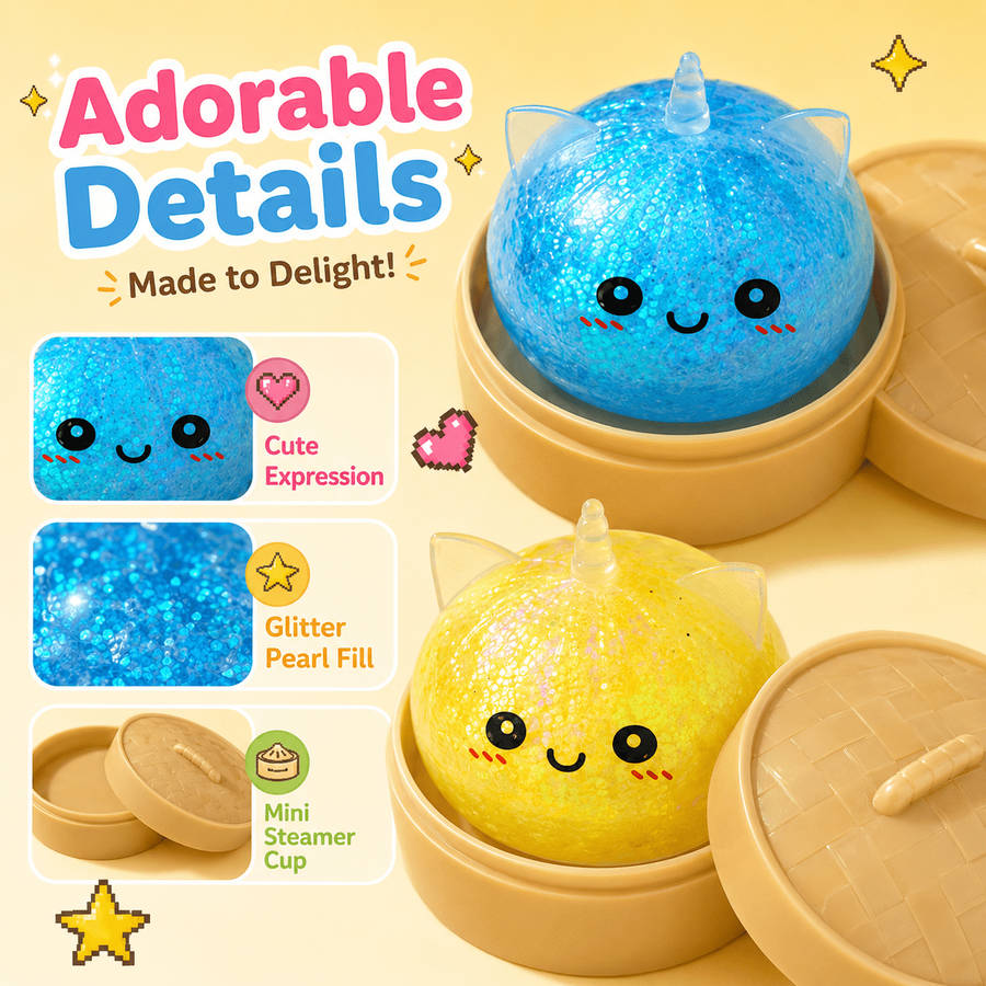 Squeezable Toys Style 2 Piece Set 1 Steamed Bun 1 Steamer Items Random Color Style