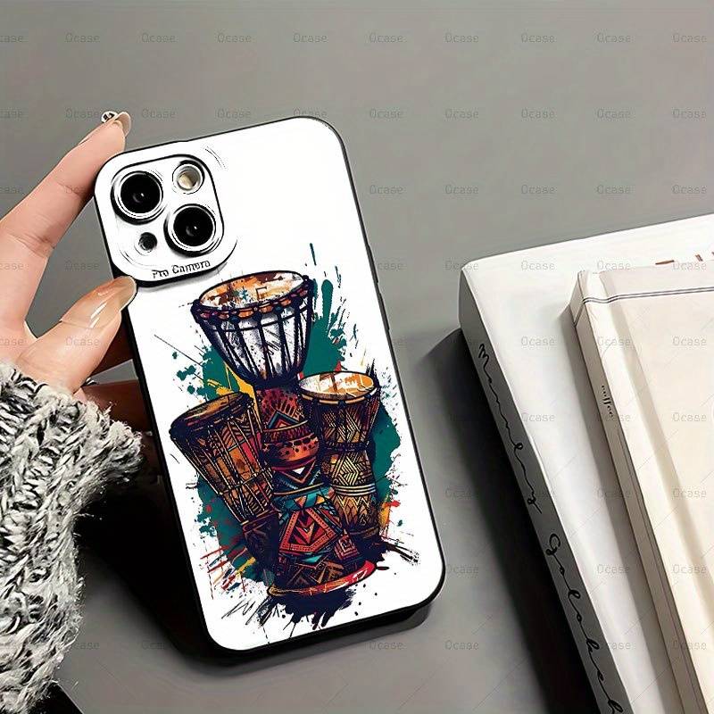1Pc Black For iPhone XS Max African Drum Printing Phone Case