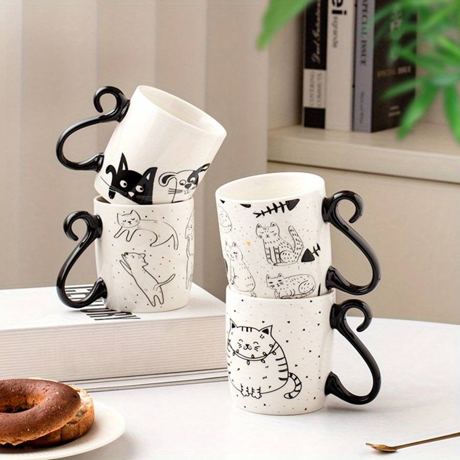 Water Cup Color White Chubby Cat
