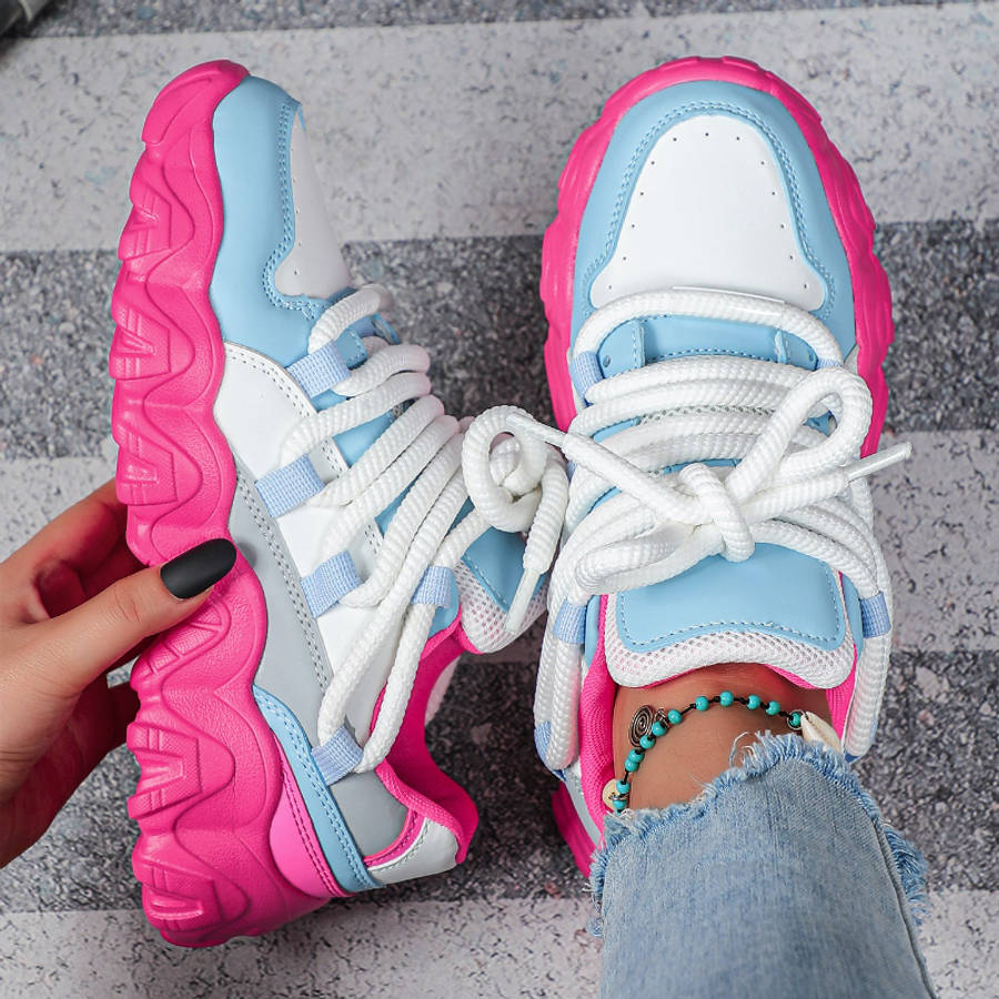 Women S Sneakers Color White Blue And Pink Background Sizeuk 2.5
