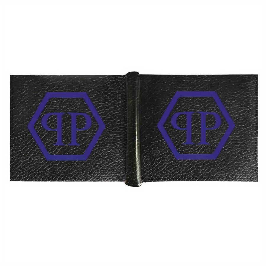 1pc Philipps Plein Men'S Faux Leather Simple Style Wallet Multifunctional Short Bifold Coin Pur