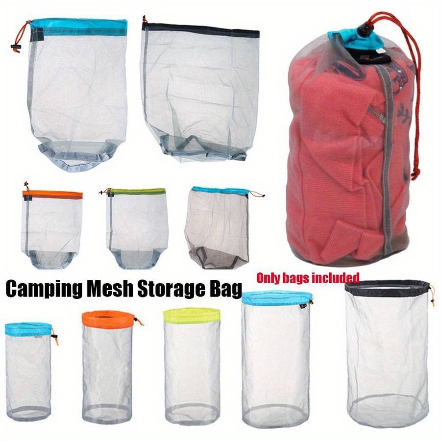 Laundry Outdoor Bag Ultralight Mesh Stuff Sack Camping Sports Drawstring