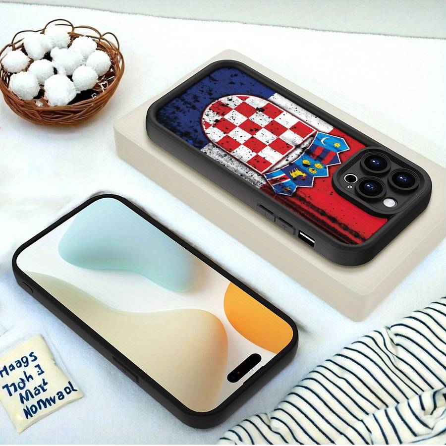 1Pc Black For iPhone 14 Plus Croatian Coat Of Arms Phone Case
