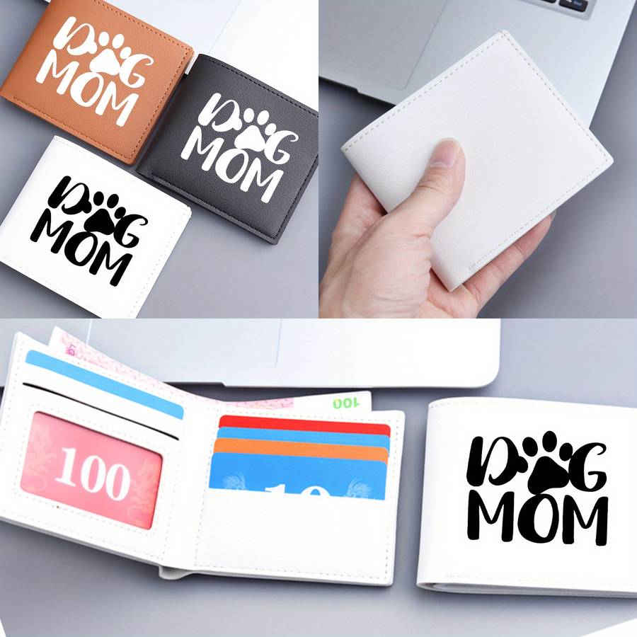 1pc DOG MOM Print Bifold WalletShort Business Casual Card Holder with Pockets Ideal Gift