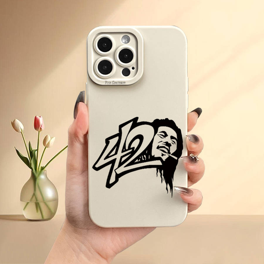 1Pc Beige For iPhone 13 Mini Smoking Men Pattern Phone Case