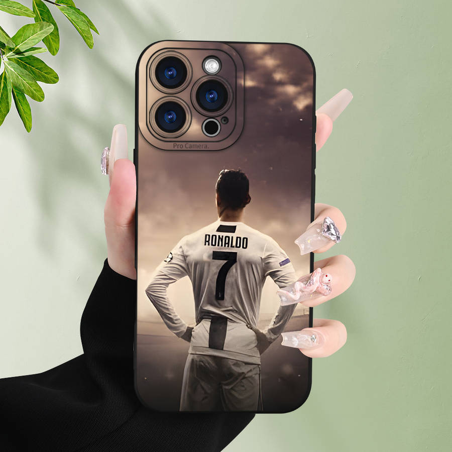 1Pc Black For iPhone 15 Pro Max Cristiano Ronaldo Phone Case