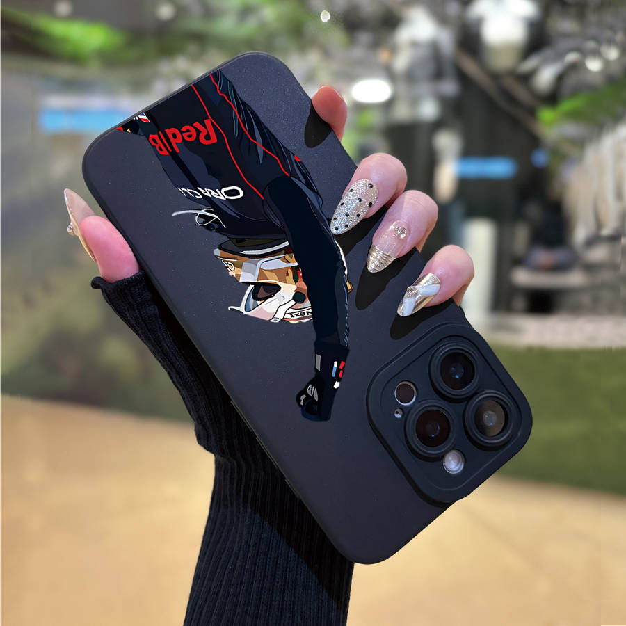 1Pc Black For iPhone 16 Angel Eye Racing Driver Phone Case
