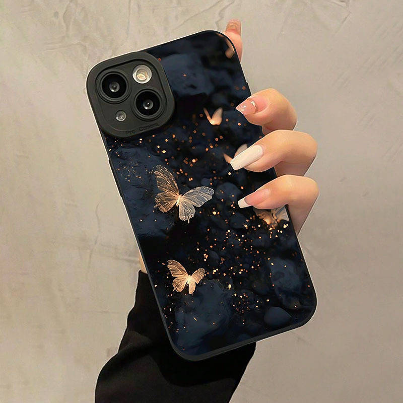 1Pc Black For iPhone 15 Pro Exquisite Butterfly Phone Case