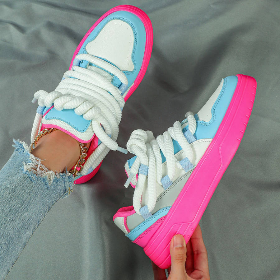Women S Sneakers Color White Blue Pink Sizeuk 10.5